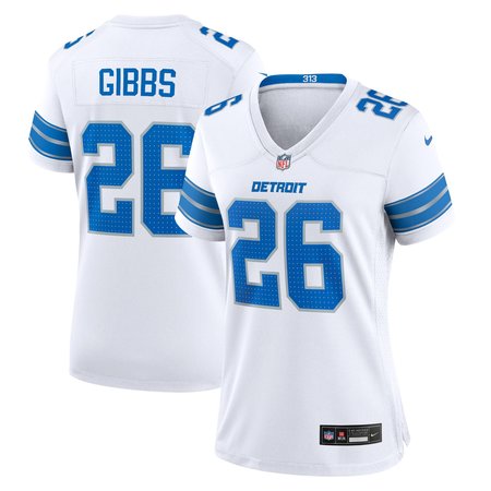 Women's Detroit Lions #26 Jahmyr Gibbs White Game Jersey