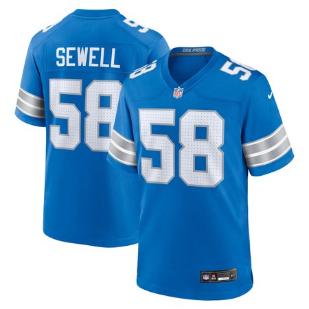 Men's Detroit Lions #58 Penei Sewell Blue Game Jersey