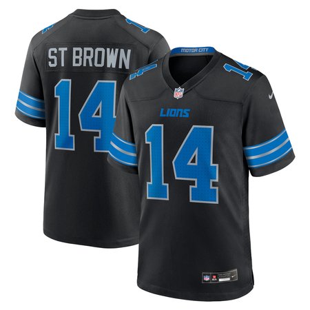 Men's Detroit Lions #14 Amon-Ra St. Brown Black 2nd Alternate Game Jersey