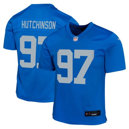 Youth Detroit Lions #97 Aidan Hutchinson Blue Alternate Game Jersey