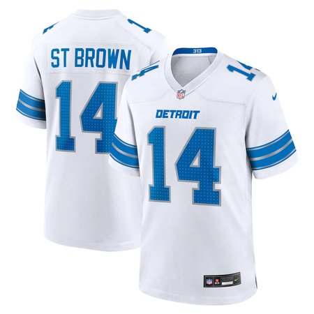 Men's Detroit Lions #14 Amon-Ra St. Brown White Game Jersey