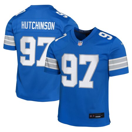 Youth Detroit Lions #97 Aidan Hutchinson Blue Team Player Game Jersey