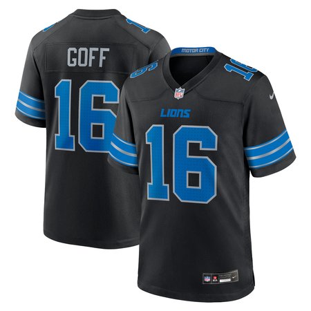 Men's Detroit Lions #16 Jared Goff Black 2nd Alternate Game Jersey