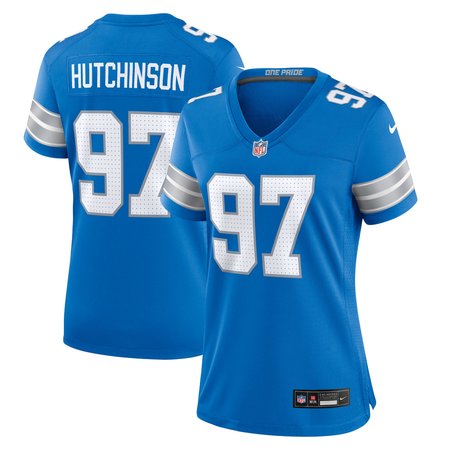 Women's Detroit Lions #97 Aidan Hutchinson Blue Game Jersey