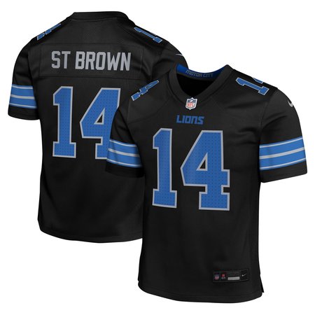 Youth Detroit Lions #14 Amon-Ra St. Brown Black Alternate Player Game Jersey