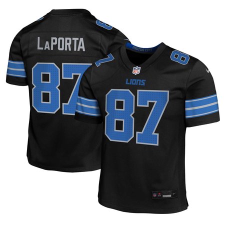 Youth Detroit Lions #87 Sam LaPorta Black Alternate Player Game Jersey