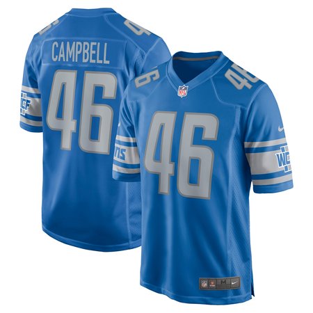 Men's Detroit Lions Jack Campbell Blue 2023 NFL Draft First Round Pick Game Jersey