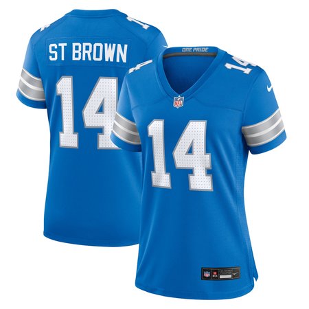 Women's Detroit Lions #14 Amon-Ra St. Brown Blue Team Game Jersey