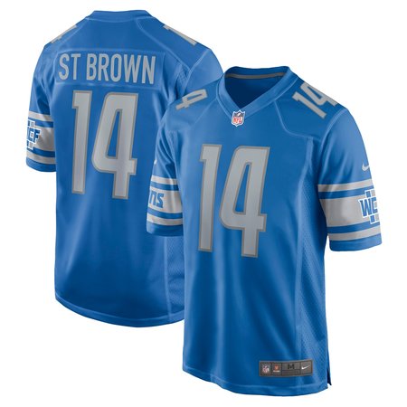 Men's Detroit Lions #14 Amon-Ra St. Brown Blue Game Player Jersey