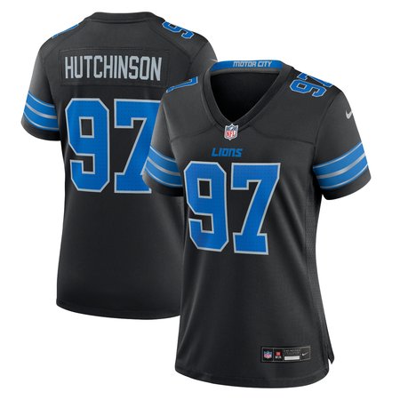 Women's Detroit Lions #97 Aidan Hutchinson Black 2nd Alternate Game Jersey