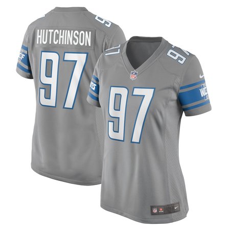 Women's Detroit Lions #97 Aidan Hutchinson Silver Game Jersey