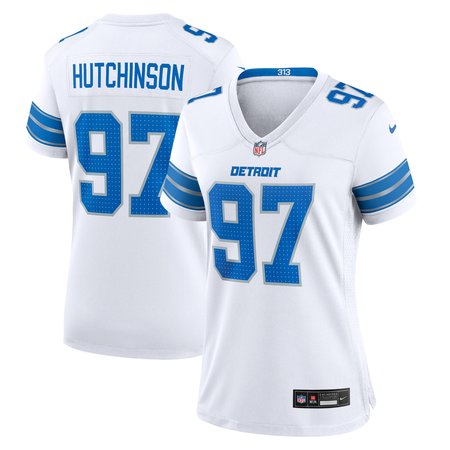 Women's Detroit Lions #97 Aidan Hutchinson White Game Jersey