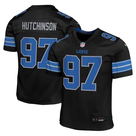 Youth Detroit Lions #97 Aidan Hutchinson Black Alternate Player Game Jersey