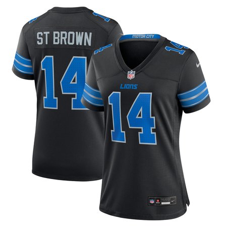 Women's Detroit Lions #14 Amon-Ra St. Brown Black 2nd Alternate Game Jersey