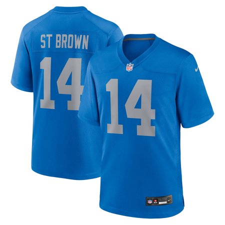 Men's Detroit Lions #14 Amon-Ra St.Brown Blue Alternate Game Jersey