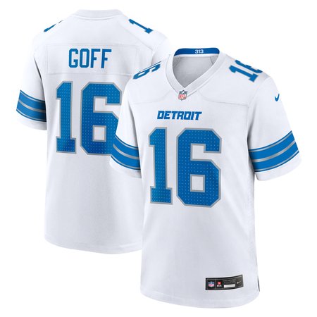 Men's Detroit Lions #16 Jared Goff White Game Jersey