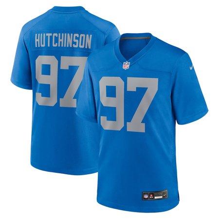 Men's Detroit Lions #97 Aidan Hutchinson Blue Alternate Game Jersey