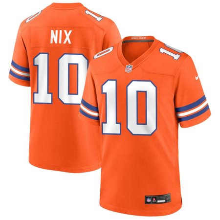 Men's Denver Broncos Bo Nix Orange Mile High Collection 1977 Throwback Player Game Jersey