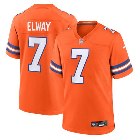 Men's Denver Broncos John Elway Orange Mile High Collection 1977 Throwback Retired Player Game Jersey