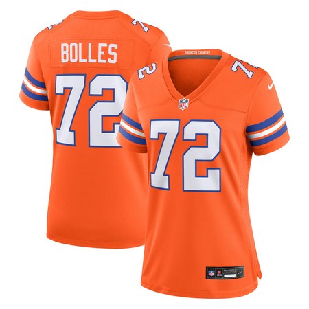 Women's Denver Broncos Garrett Bolles Orange Mile High Collection 1977 Throwback Player Game Jersey