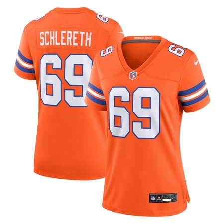 Women's Denver Broncos Mark Schlereth Orange Mile High Collection 1977 Throwback Retired Player Game Jersey