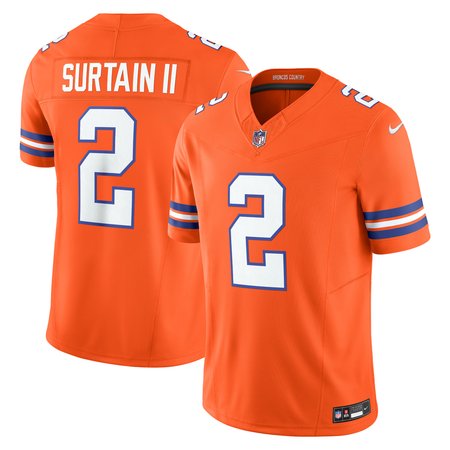 Men's Denver Broncos Patrick Surtain II Orange Alternate Mile High Collection 1977 Throwback Vapor F.U.S.E. Limited Jersey