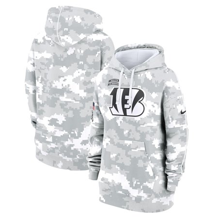 Women's Cincinnati Bengals Arctic Camo 2024 Salute To Service Club Fleece Pullover Hoodie