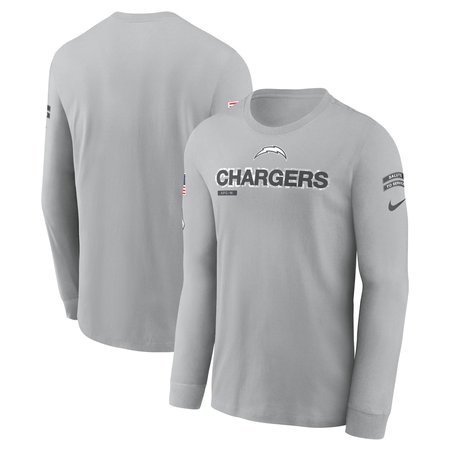 Men's Los Angeles Chargers Gray 2024 Salute To Service Long Sleeve T-Shirt