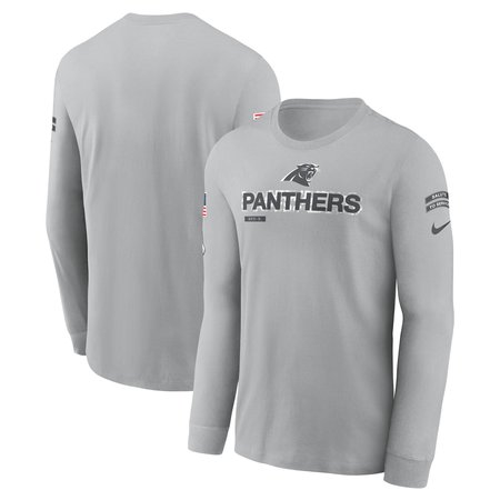 Men's Carolina Panthers Gray 2024 Salute To Service Long Sleeve T-Shirt