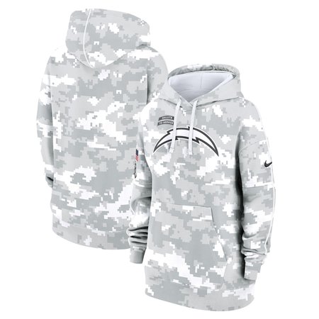 Women's Los Angeles Chargers Arctic Camo 2024 Salute To Service Club Fleece Pullover Hoodie