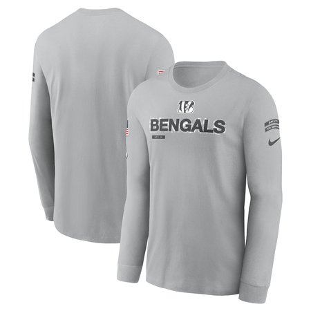 Men's Cincinnati Bengals Gray 2024 Salute To Service Long Sleeve T-Shirt