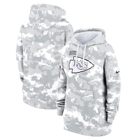 Women's Kansas City Chiefs Arctic Camo 2024 Salute To Service Club Fleece Pullover Hoodie