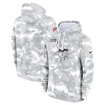 Youth Minnesota Vikings White/Gray 2024 Salute To Service Pullover Hoodie