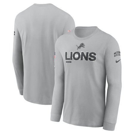 Men's Detroit Lions Gray 2024 Salute To Service Long Sleeve T-Shirt