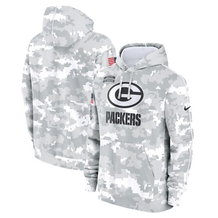 Men's Green Bay Packers Arctic Camo 2024 Salute To Service Big & Tall Club Fleece Pullover Hoodie