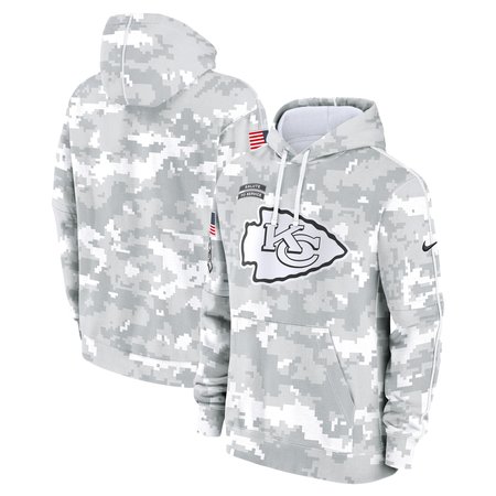 Youth Kansas City Chiefs White/Gray 2024 Salute To Service Pullover Hoodie