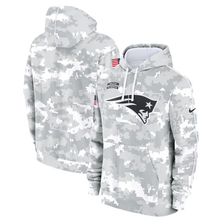 Men's New England Patriots Arctic Camo 2024 Salute to Service Club Fleece Pullover Hoodie