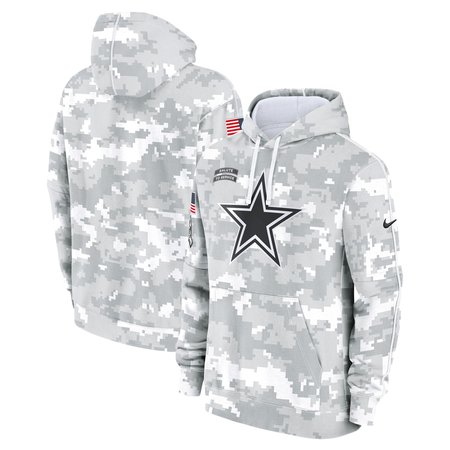 Youth Dallas Cowboys White/Gray 2024 Salute To Service Pullover Hoodie