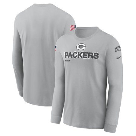 Men's Green Bay Packers Gray 2024 Salute To Service Long Sleeve T-Shirt