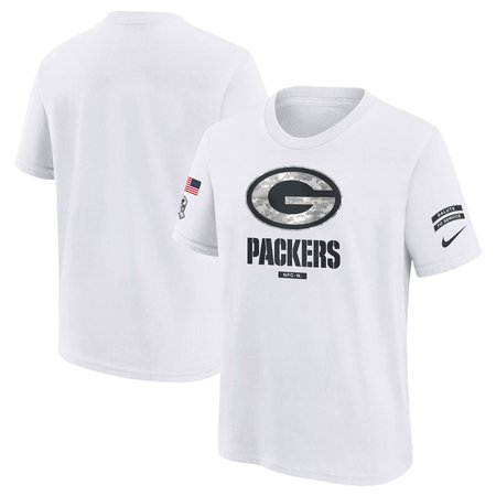 Youth Green Bay Packers White 2024 Salute To Service T-Shirt