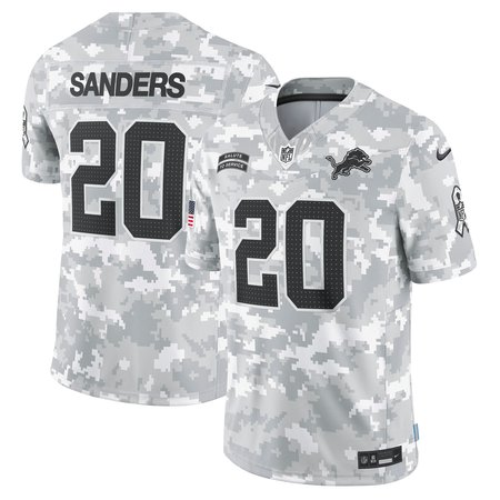 Men's Detroit Lions #20 Barry Sanders Arctic Camo 2024 Salute to Service Retired Player Limited Jersey