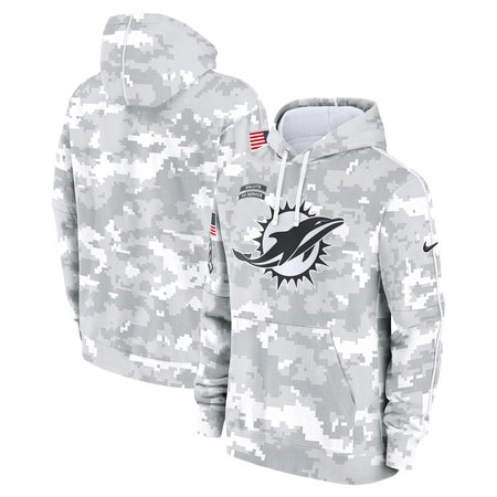 Youth Miami Dolphins White/Gray 2024 Salute To Service Pullover Hoodie