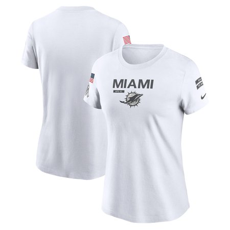 Women's Miami Dolphins White 2024 Salute To Service Legend Performance T-Shirt