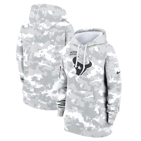 Women's Houston Texans Arctic Camo 2024 Salute To Service Club Fleece Pullover Hoodie