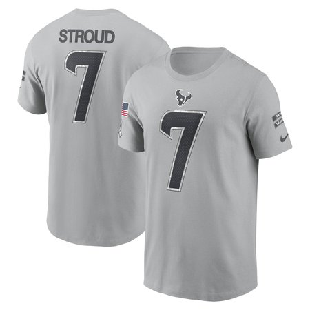 Men's Houston Texans C.J. Stroud Gray 2024 Salute To Service Name & Number T-Shirt