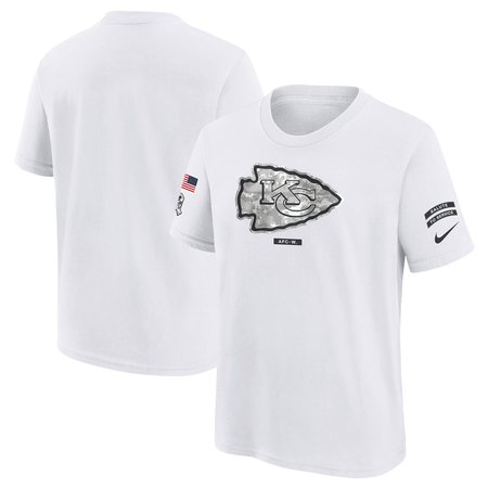 Youth Kansas City Chiefs White 2024 Salute To Service T-Shirt