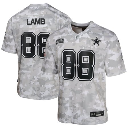 Youth Dallas Cowboys CeeDee Lamb Arctic Camo 2024 Salute to Service Game Jersey