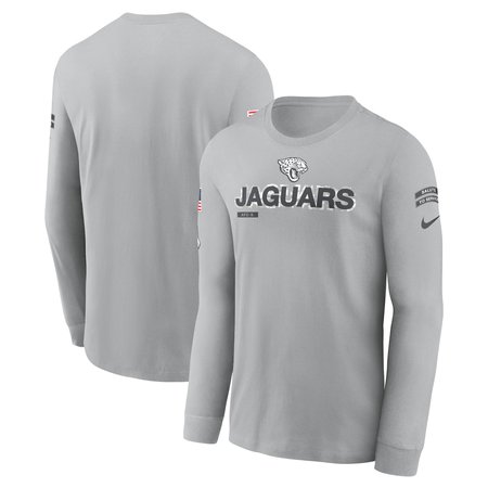 Men's Jacksonville Jaguars Gray 2024 Salute To Service Long Sleeve T-Shirt