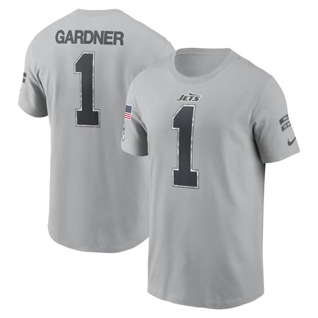 Men's New York Jets Ahmad Sauce Gardner Gray 2024 Salute To Service Name & Number T-Shirt