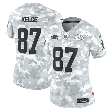 Women's Kansas City Chiefs #87 Travis Kelce Arctic Camo 2024 Salute to Service Limited Jersey